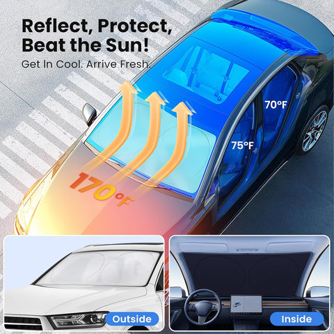 Magnelex Car Windshield Sunshade – Double-Layer Design for 2X Heat Blocking, Blocks UV Rays, Foldable Sun Shade for Cars, Trucks & SUVs, Keeps Interior Cooler, Large (63 x 33.8 in)