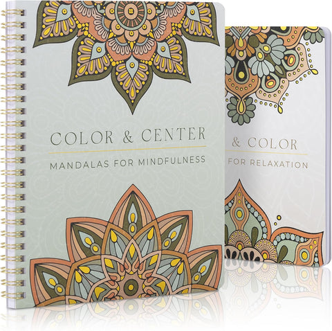 Beautiful Adult Coloring Book Set of 2 for Relaxation - Mandala Books