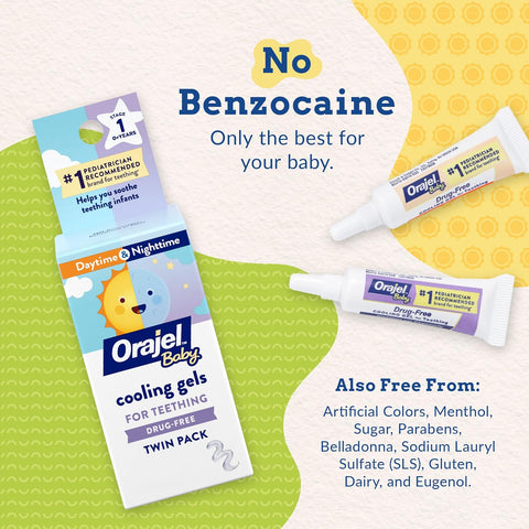Orajel Baby Daytime & Nighttime Cooling Gels for Teething, 0.18 Oz, 2-Pack
