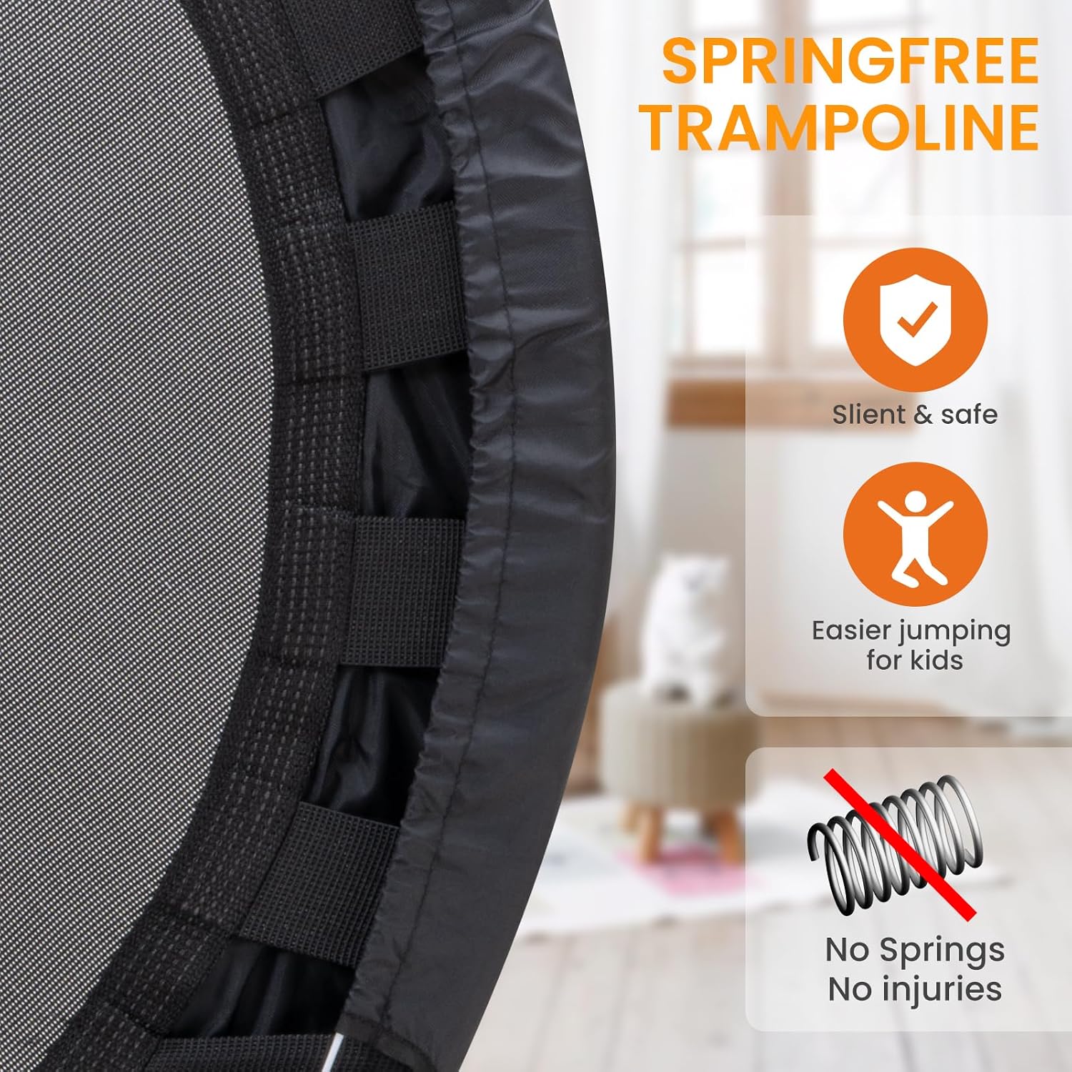 Ativafit 36inch Elastic Band Big Handle Toddler Trampoline for Kids Ages 2-6 Indoor Outdoor Mini Trampoline with Safety Padded Cover Fun for Kids
