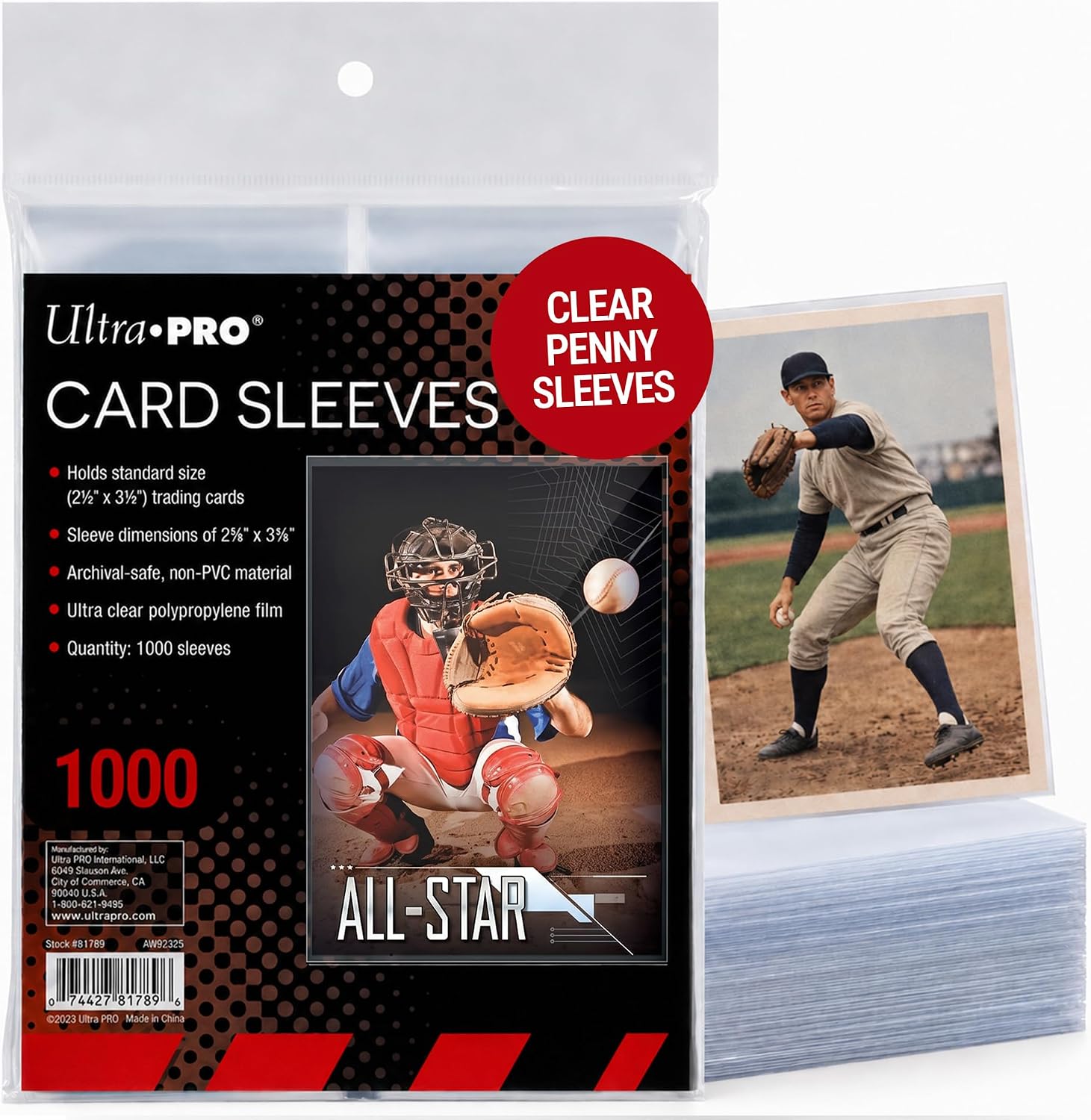 Ultra Pro Penny Sleeves – Holds Standard Size 2.5" x 3.5" – 1000 Pack