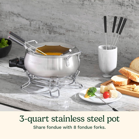Cuisinart Electric Fondue Set, Nonstick Interior, 3-Quart Pot & 8 Forks
