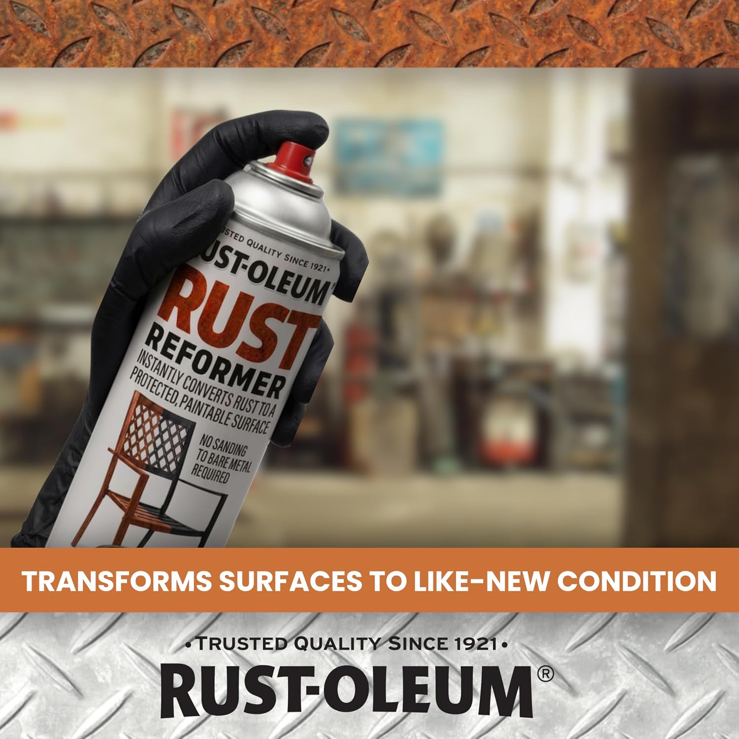 Rust-Oleum Stops Rust Reformer Spray, Instantly Converts Rust to a Protected Paintable Surface, No Bare Metal Sanding Required, Black, 10.25 oz