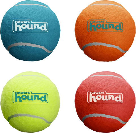 Outward Hound Squeaker Ballz Tennis Ball Dog Toy, Large, 3", 4-Pack