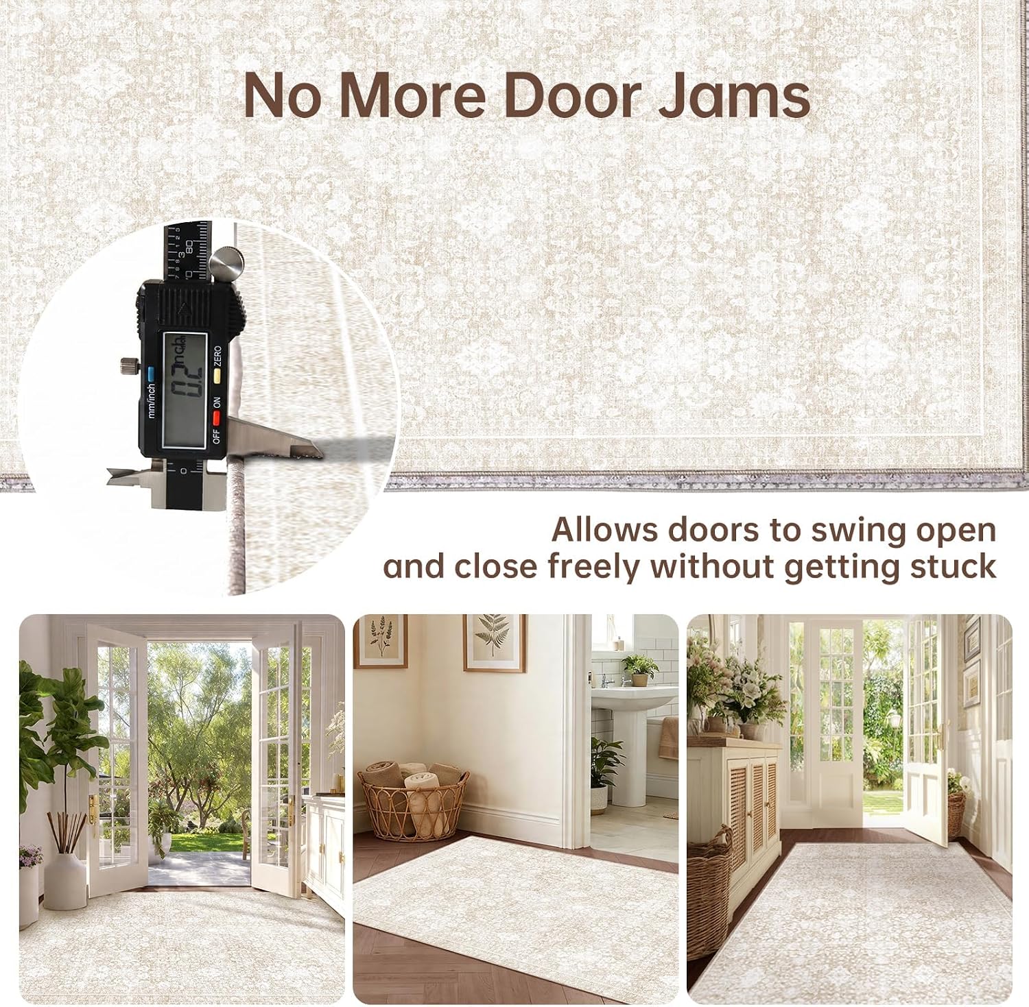 Sasttie 3x5 Area Rugs, Ultra-Soft Washable Rug for Living Room, Cream