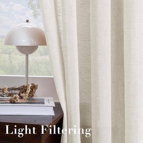 H.VERSAILTEX Ivory Linen Sheer Curtains 63" 2 Panels Grommet