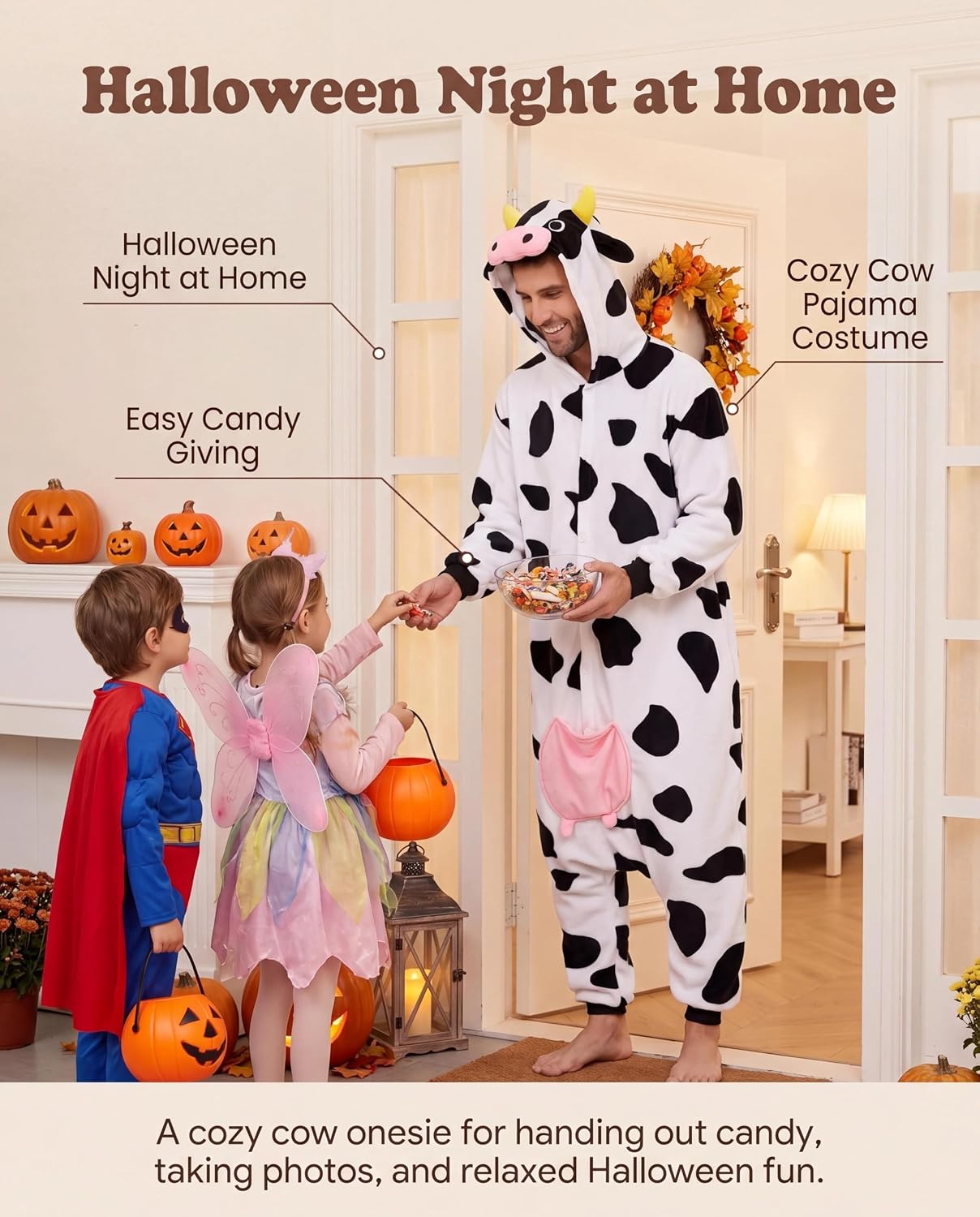 CANASOUR Adult Halloween Onesie Pajamas Costume Women