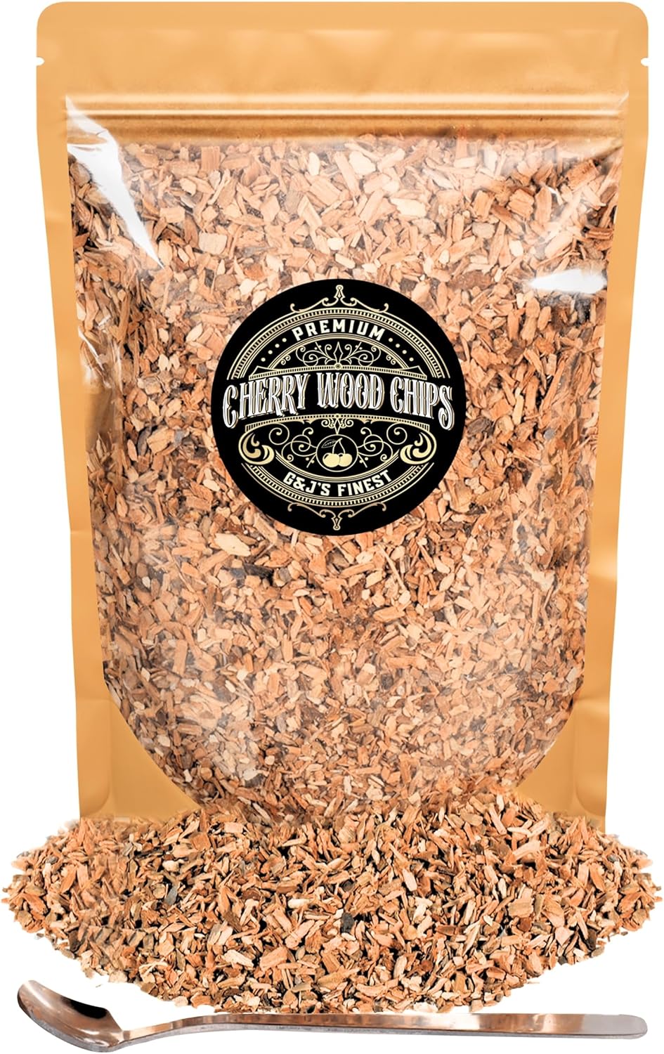Cherry Wood Chips for Cocktail Smoker; Smoked Whiskey/Bourbon/Old Fashioned Drinks - Extra Fine Sawdust Shavings for Cocktail Smoking Guns, Smoke Box, BBQ - 5oz Gift Bag & Spoon By G&J's Finest