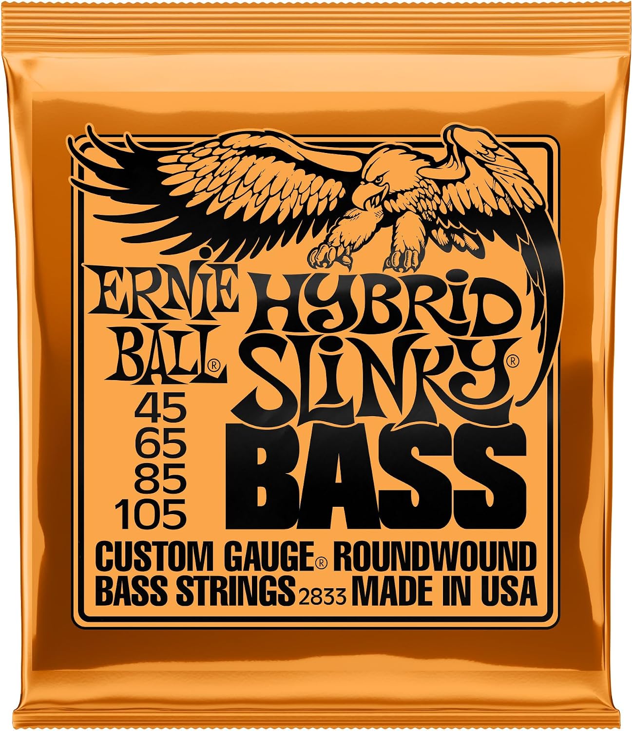 Ernie Ball Beefy Slinky Nickel Wound Bass Guitar Strings, 63-130 Gauge (P02840)