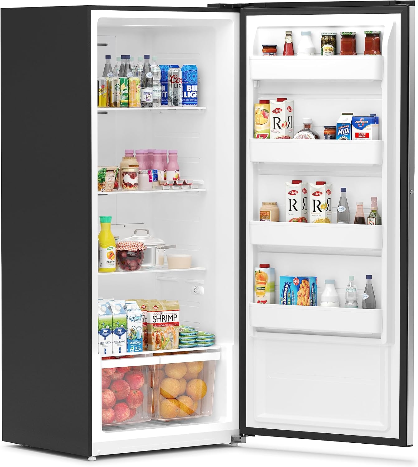 KoolMore 21 cu. ft. Upright Convertible Freezer/Refrigerator, 2-in-1 Appliance, Great Storage for Fresh or Frozen Food and Drinks, Clear Shelves and Drawers [Silver] (KM-RUF-21S)