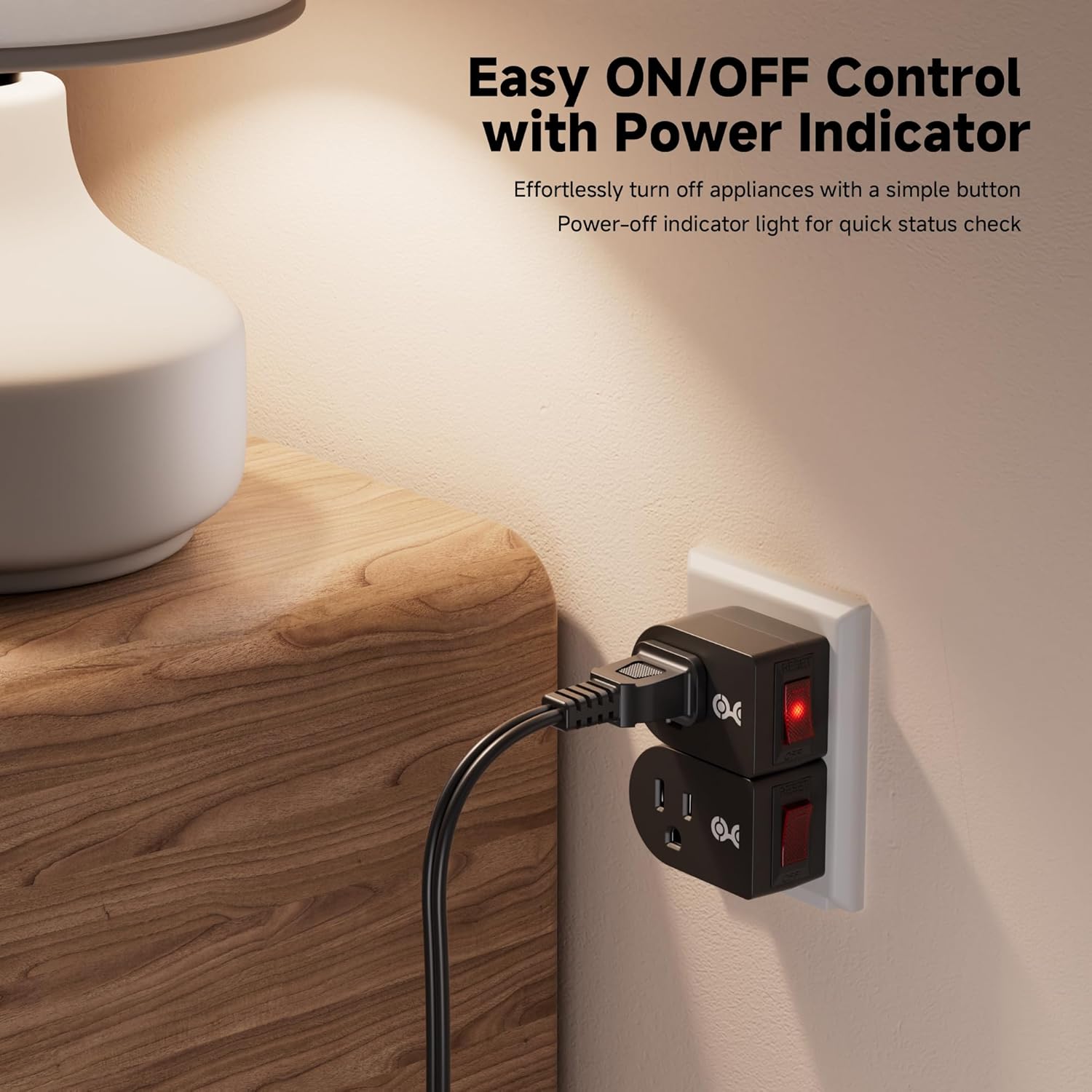 [ETL Listed] Cable Matters 3-Pack Grounded Outlet Switch, Black