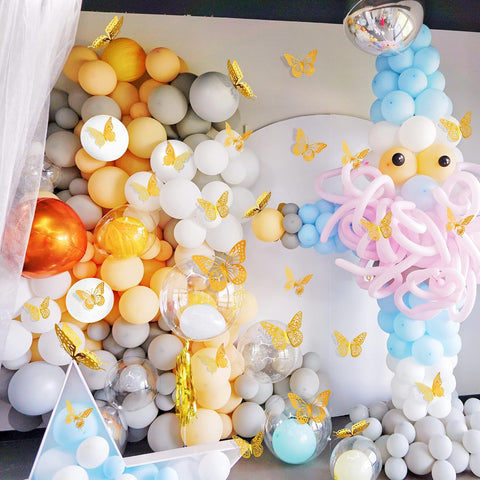 SAOROPEB 3D Butterfly Wall Decor 48 Pcs Gold Butterfly Birthday Decorations