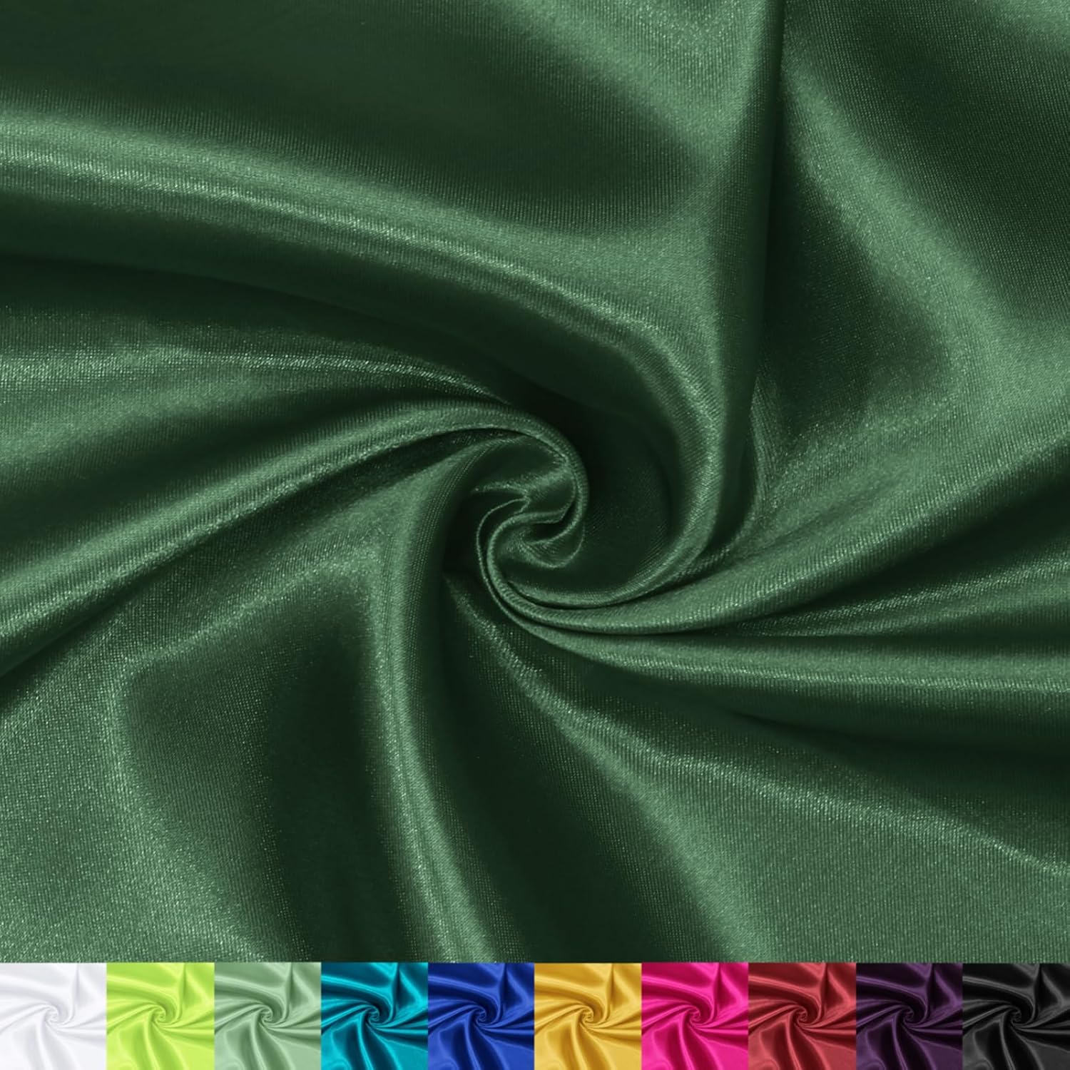 P Pothuiny 55 Inch Wide Woodland Green Satin Fabric by The Yard, 1 Yard