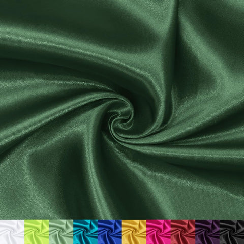 P Pothuiny 55 Inch Wide Woodland Green Satin Fabric by The Yard, 1 Yard