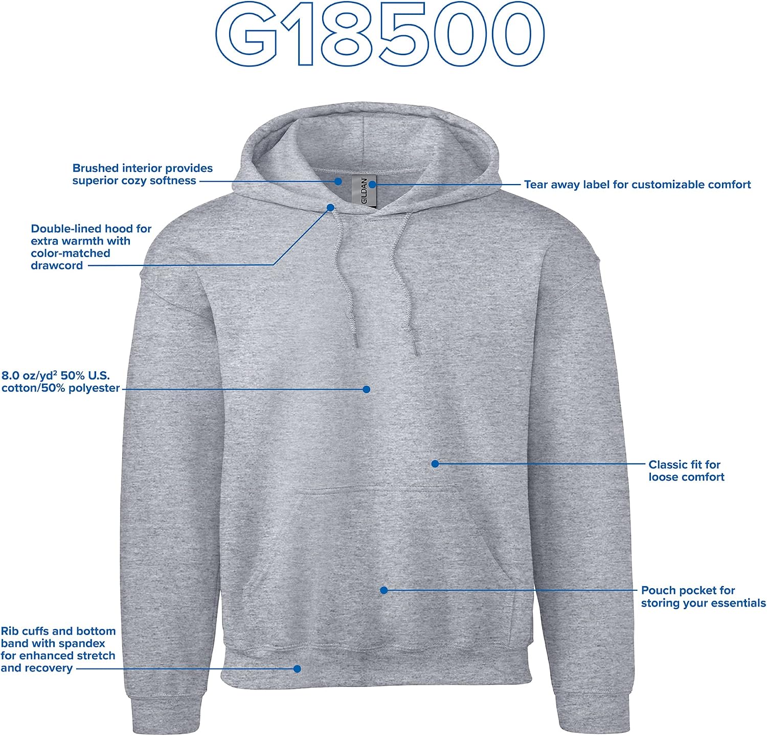 Gildan Adult Fleece Hoodie Sweatshirt, Style G18500, Multipack