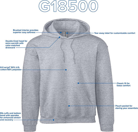 Gildan Adult Fleece Hoodie Sweatshirt, Style G18500, Multipack