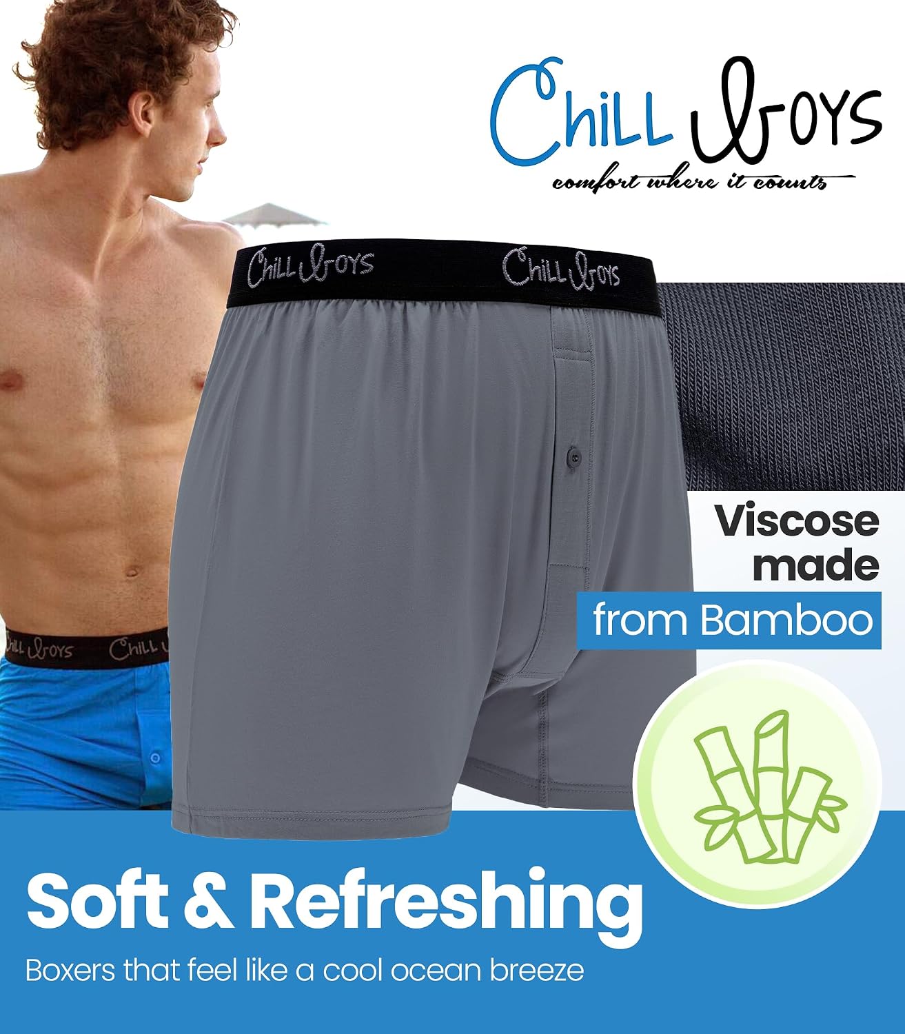 Chill Boys Viscose from Bamboo Boxers for Men - Boxer Shorts and Underwear