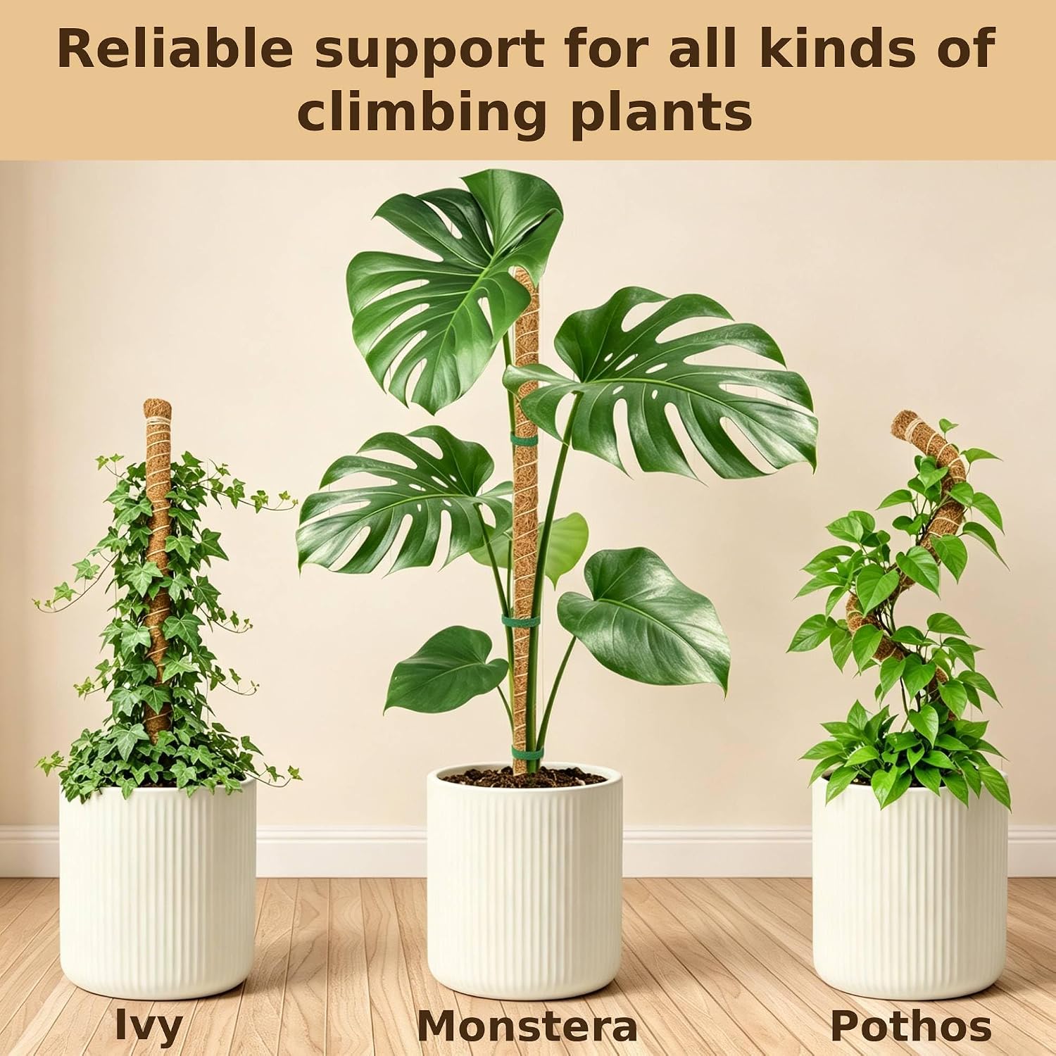 4 Pack Moss Pole, 2 Pack 28" & 2 Pack 48" Bendable Monstera Plant Support, Plant Stakes for Climbing Indoor Plants, Coco Coir Moss Pole for Potted Plants, Pothos, Philodendron