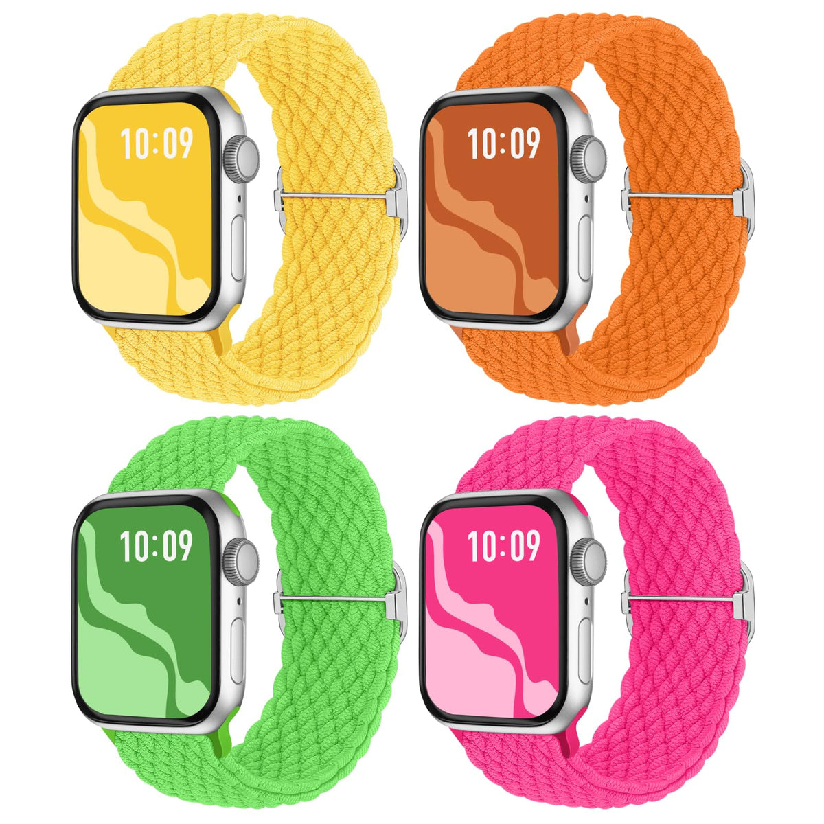 Braided Stretchy Solo Loop Compatible for Apple Watch Band 38mm 40mm 41mm 42mm 44mm 45mm 46mm 49mm for Women Men, Nylon Elastic Straps Wristbands for iWatch Series 10 9 8 7 6 SE 5 4 3 2 Ultra Ultra 2