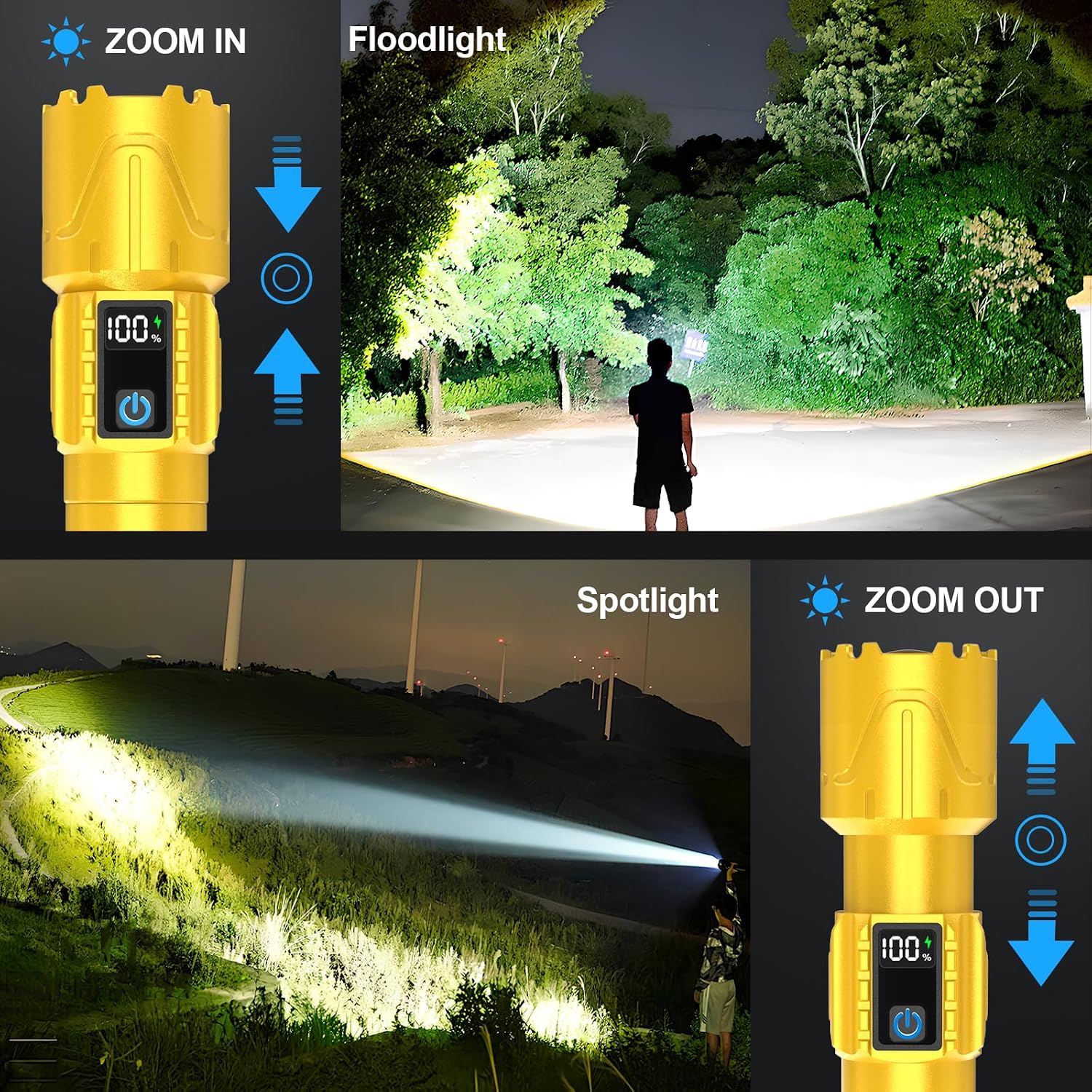Tactical Flashlight Super Bright High Lumens Rechargeable LED Flash Light