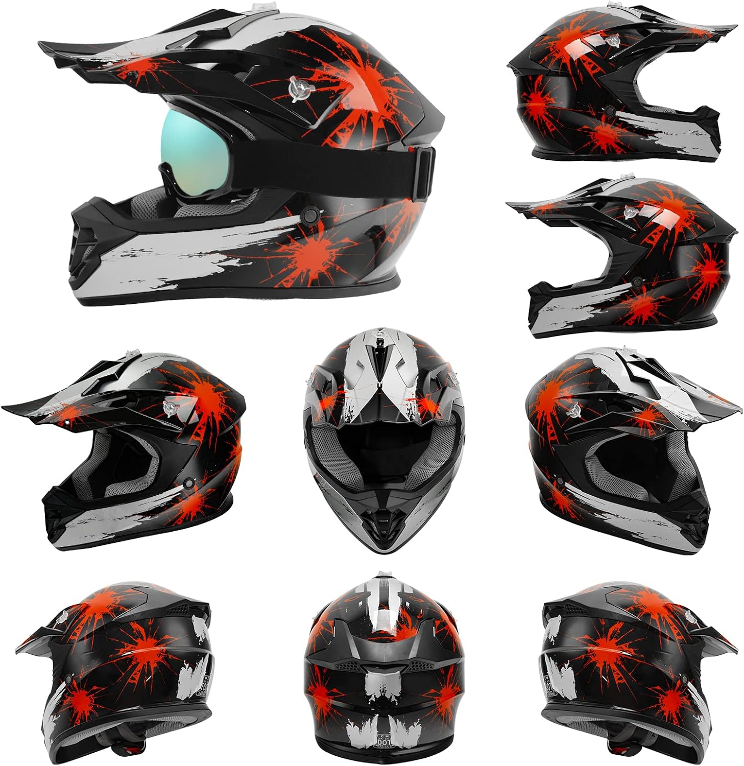TCMT Youth Kids Dirt Bike Helmet DOT Approved Full Face Motocross Gear