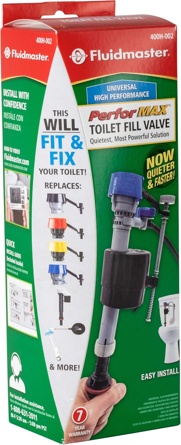 Fluidmaster 400H Universal Toilet Fill Valve, High Performance, 1-Pack
