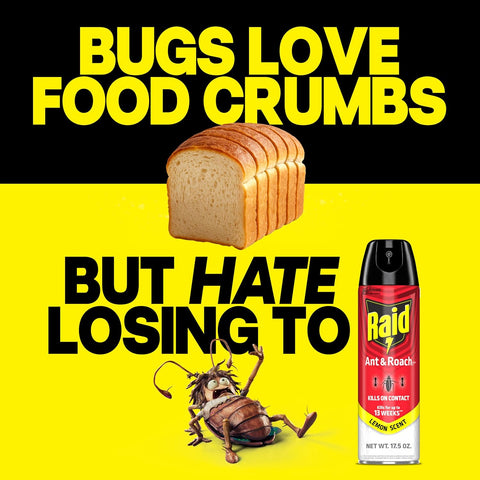 Raid Ant & Roach Killer Bug Spray, Lemon Scent, 17.5 oz
