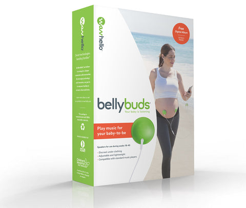 Wavhello BellyBuds Baby Bump Headphones - Prenatal Belly Speakers for Women During Pregnancy, Safely Play Music, Sounds, and Voices to Your Baby in The Womb - Green