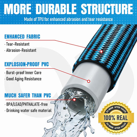 Garden Hose 25 ft, Non-Expanding Lightweight Kink-Free Flexible Water Hose