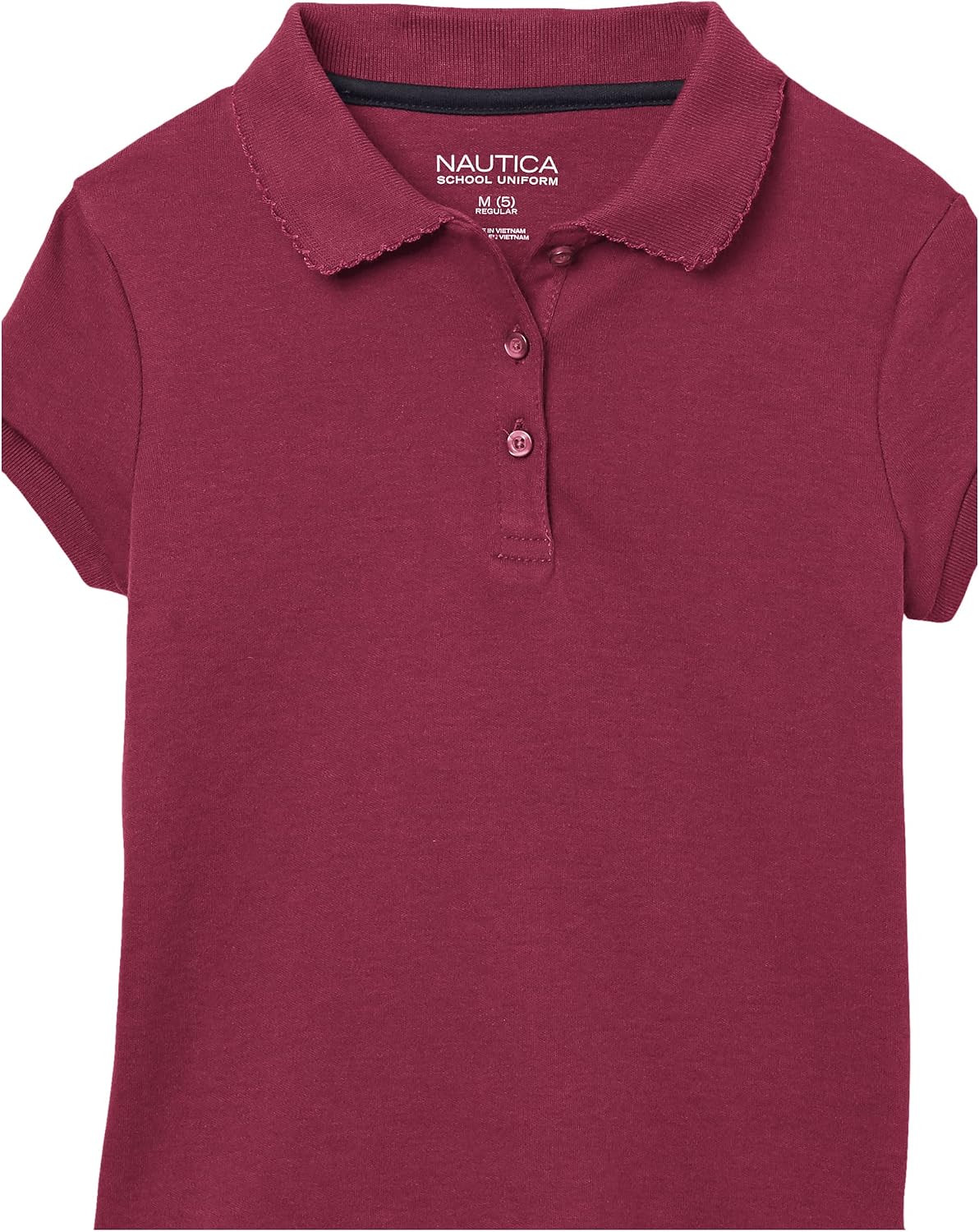 Nautica Girls' School Uniform Short Sleeve Polo Shirt, Button Closure, Soft Pique Fabric
