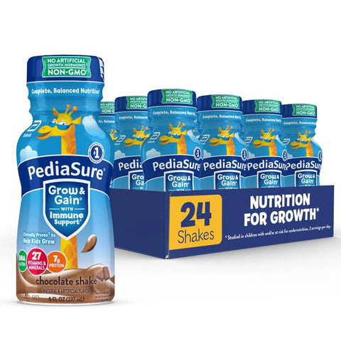 PediaSure Grow & Gain Kids Nutrition Shake, 7g Protein, Chocolate, 24 Pack