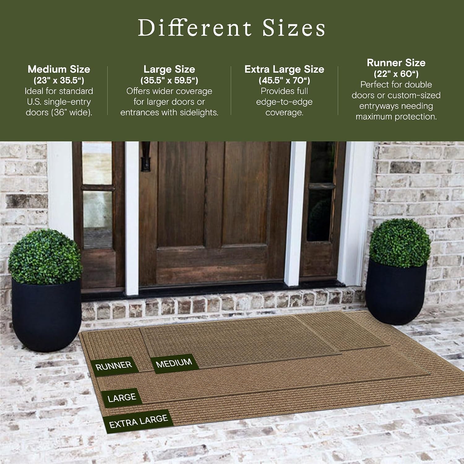 WaterHog Squares Heavy Duty Front Door Mat, 23"x35.5", Camel