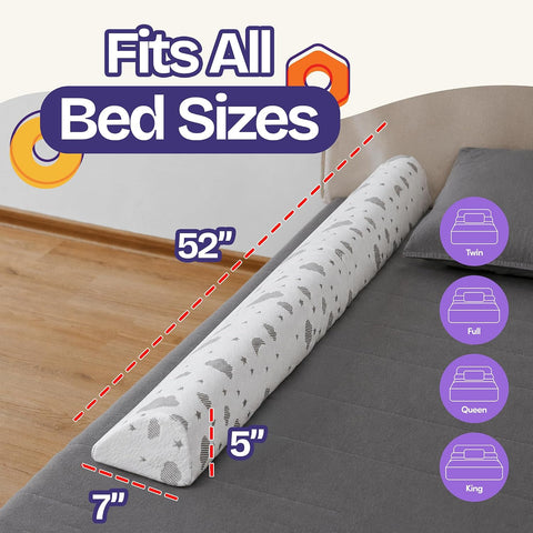 ComfyBumpy Bed Bumper for Toddlers 52" x 5" – Foam Rail Guard with Non-Slip Stability | Safer & More Secure Convex Design | Fits Twin, Full, Queen & King Mattresses