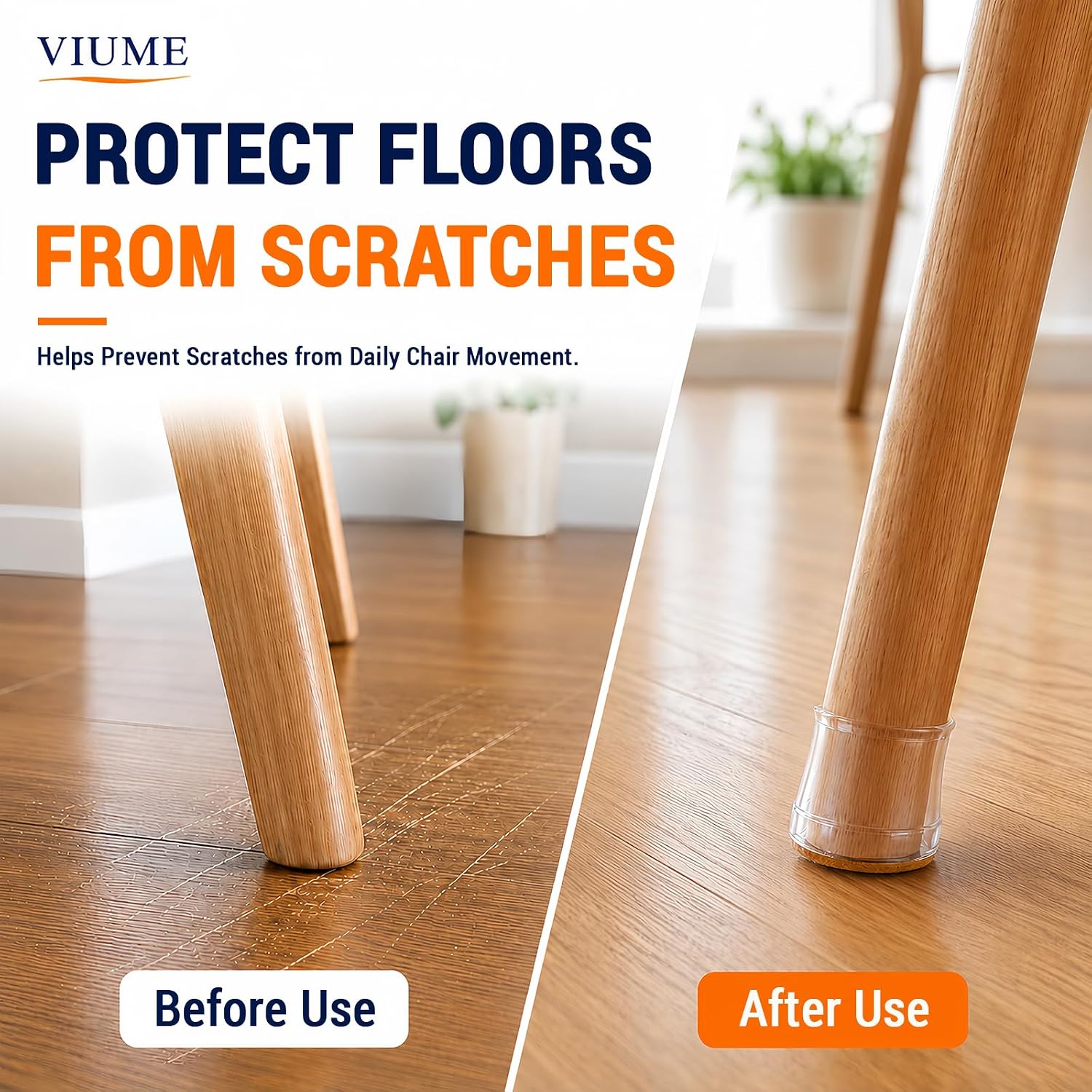 VIUME 24 Pcs Chair Leg Floor Protectors for Hardwood Floors Round