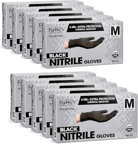 ForPro Disposable Nitrile Gloves, Chemical Resistant, Powder-Free, Latex-Free, Non-Sterile, Food Safe, 4 Mil
