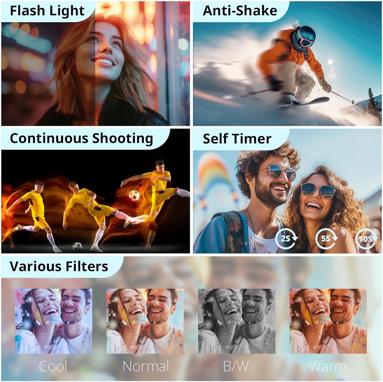 Duluvulu 4K Digital Camera for Photography Autofocus, 2026 Latest 48MP Vlogging Camera for YouTube with SD Card, 2 Batteries, 3" 180°Flip Screen Compact Travel Camera for Teens with 16X Zoom,Black