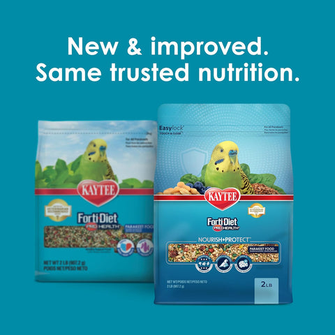 Kaytee Forti-Diet Pro Health Nourish+Protect Parakeet Food, Comprehensive Nutrition Backed by Science, Digestive Health, Immune Support, 2 pounds (Pack of 6)