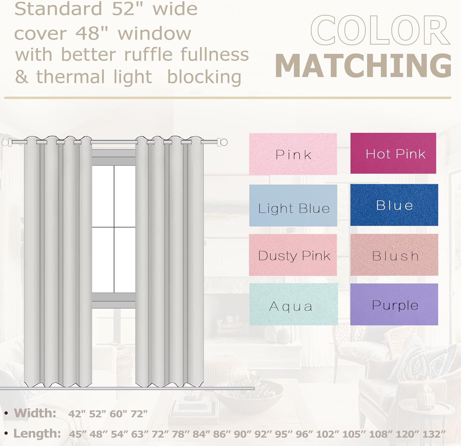KOUFALL Aqua Bathroom Curtains Window,Set 2 Panels Coastal Decor Short Blackout Small Window Curtains for Kitchen Door Window,45 Inch Length,Mint Green