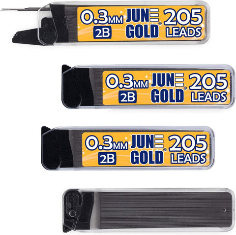 June Gold 0.7 mm, 440 Lead Refills, 4B, 4 Dispensers/w 110 Pieces Each