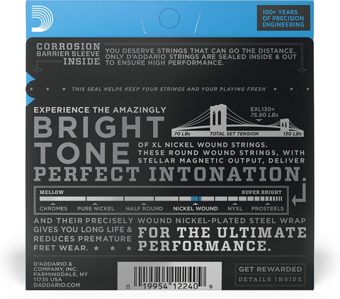 D'Addario XL Nickel EXL130+ Electric Guitar Strings, 8.5-39