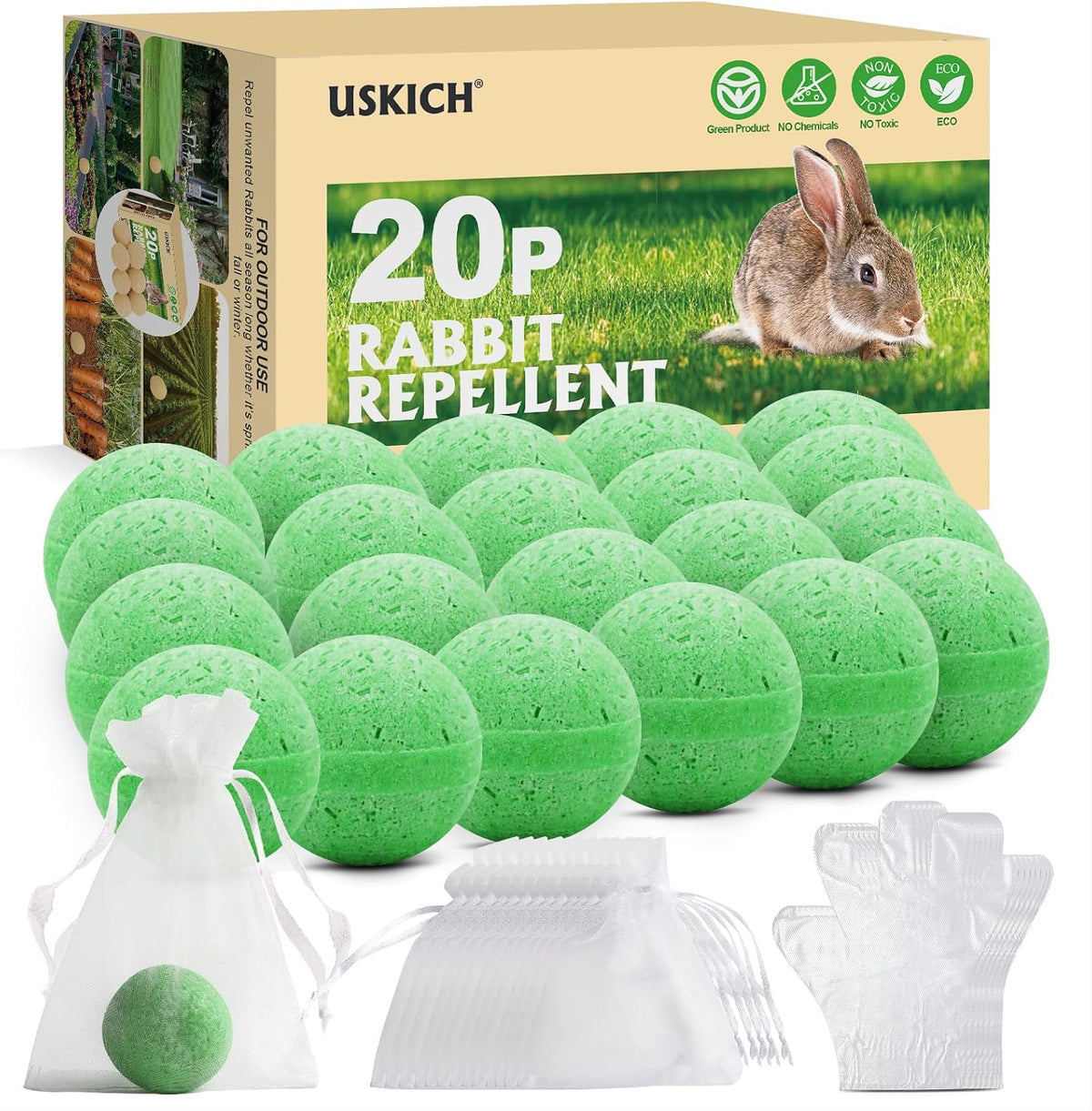 Rabbit Repellent Outdoor,20 Pack Natural Peppermint Oil Rabbit Repellent