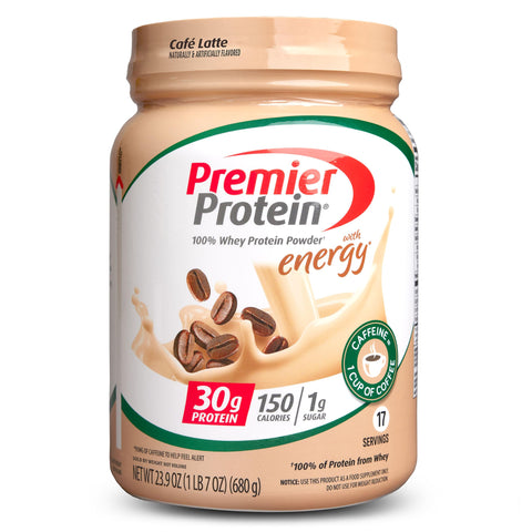 Premier Protein Powder, Cafe Latte, 30g Protein, 1g Sugar, 100% Whey Protein, Keto Friendly, No Soy Ingredients, Gluten Free, 17 Servings, 23.9 Ounce (Pack of 1)