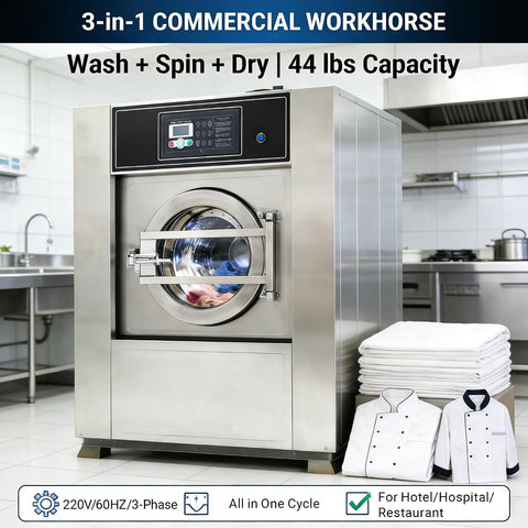 Commercial Front Load Cloth Washer Dryer Combo Machine 220V 60Hz