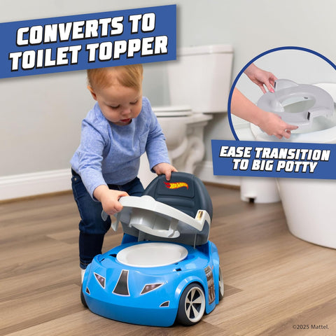 Hot Wheels Blue Race Car Potty Training Toilet, Race Car Potty Seat Includes Detachable Toddler Toilet Seat and Kids Potty, Ages 12 Months and Up