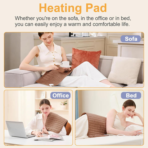 Heating Pad,Electric Heating Pads,Heating Pad for Back,Brown,24x12 Inch