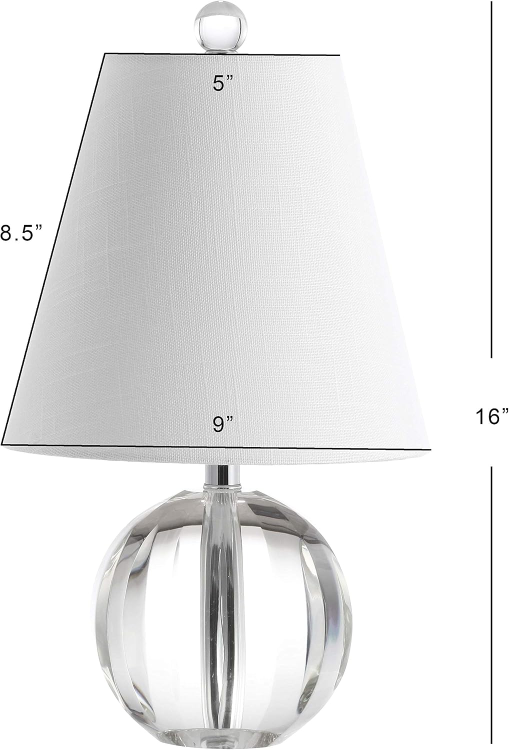 JONATHAN Y Goddard 16" Crystal Ball Orb Metal LED Table Lamp, Clear