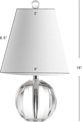 JONATHAN Y Goddard 16" Crystal Ball Orb Metal LED Table Lamp, Clear