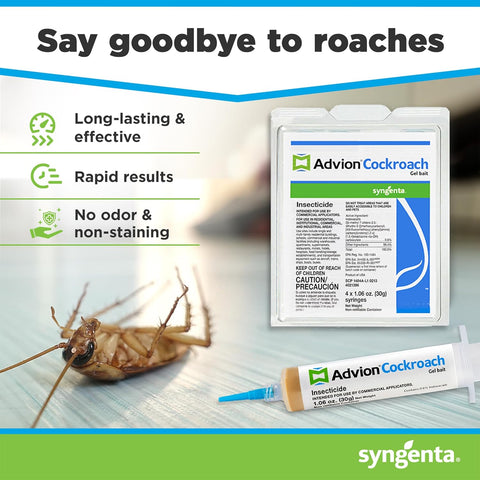 advion 383920 4 Tubes and 4 Plungers Cockroach German Roach Pest Control Inse, Brown