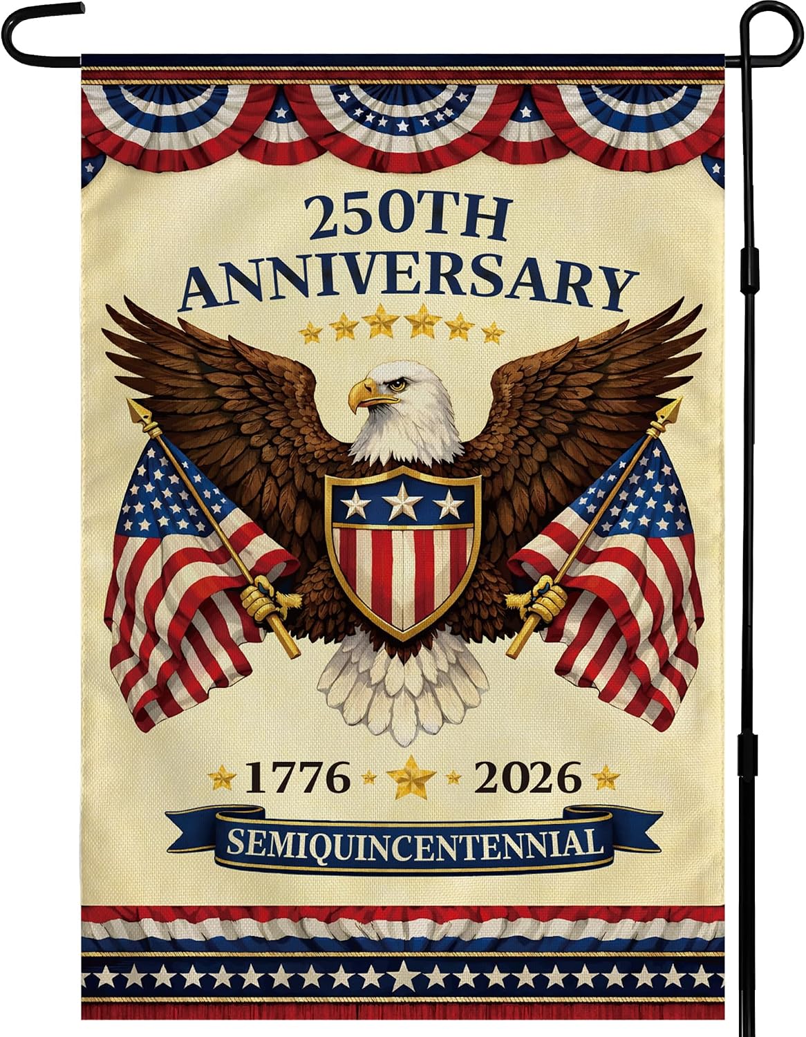 4th of July Decorations - 250th Anniversary Garden Flag | Fourth of July Decor Patriotic USA Banner,1776-2026 America Merchandise Accessories for Garden Yard Porch Patio Lawn Outdoor Outside