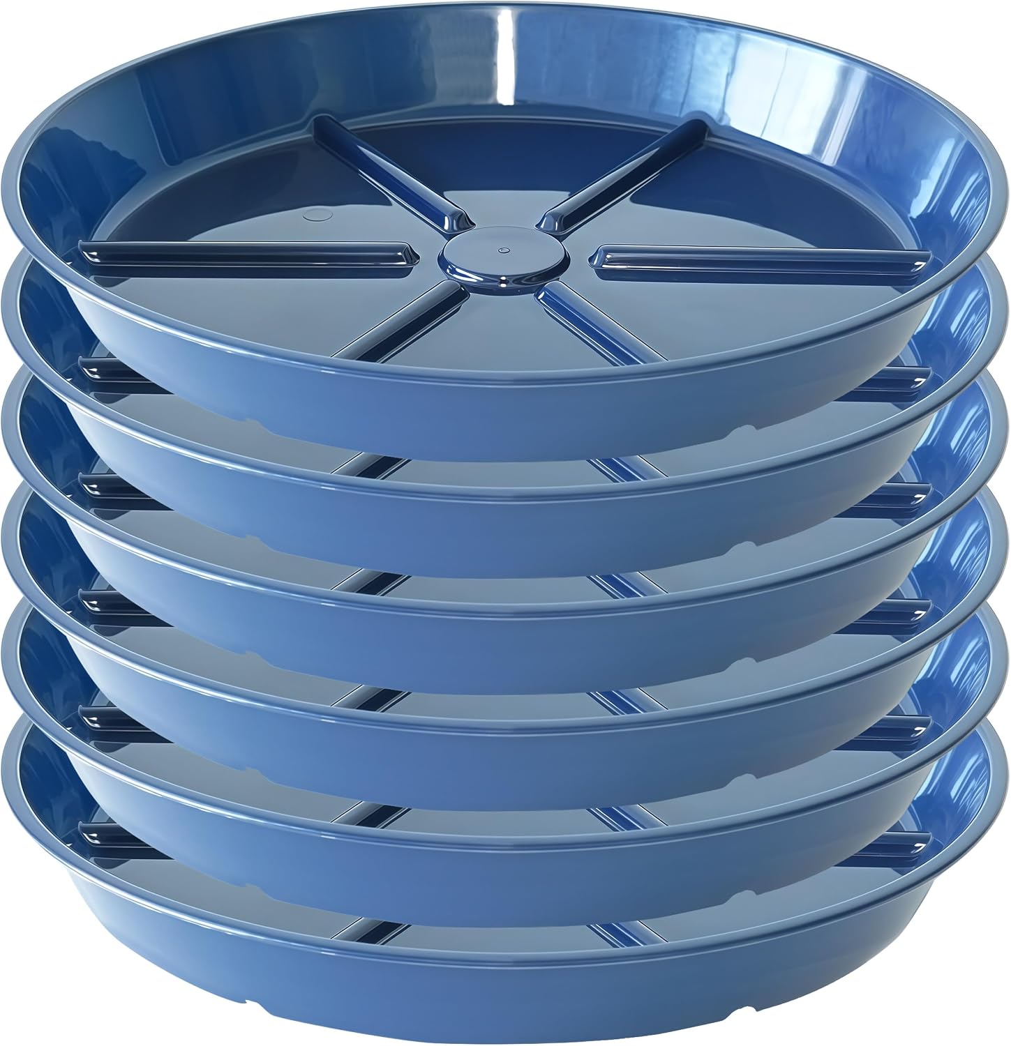 Plant Saucer Pot Tray 6 inch, 6 Packs Flower Planter Saucers and Drip Trays, Blue